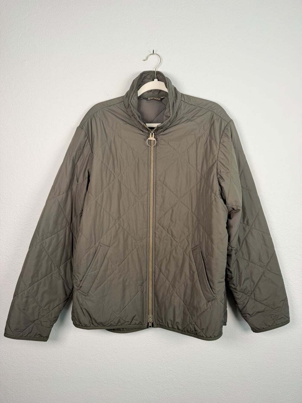 Barbour Quilted Womens Jacket Olive Green With Gold Hardware XL Utility Coat